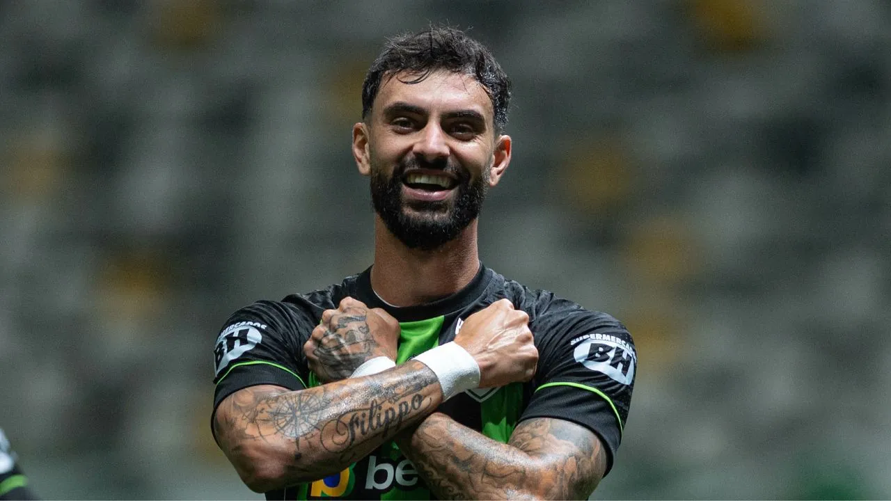 Mastriani comemora gol pelo América-MG. (Foto: Alessandra Torres/AGIF/Sipa USA/Icon Sport)