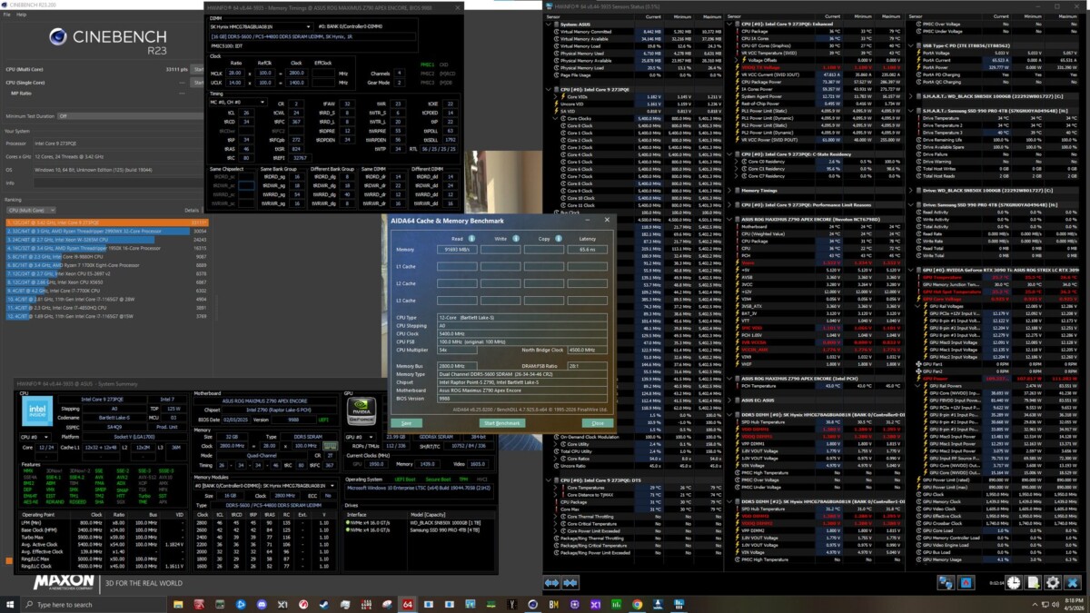 Teste de desempenho do Core 9 273QPE