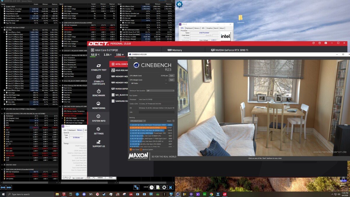 Resultados do benchmark do Core 9 273QPE
