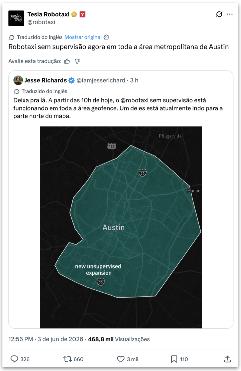 Robotáxi da Tesla em Austin