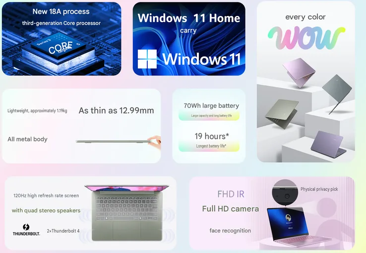 Destaques do Acer Go Air com processador Intel Wildcat Lake