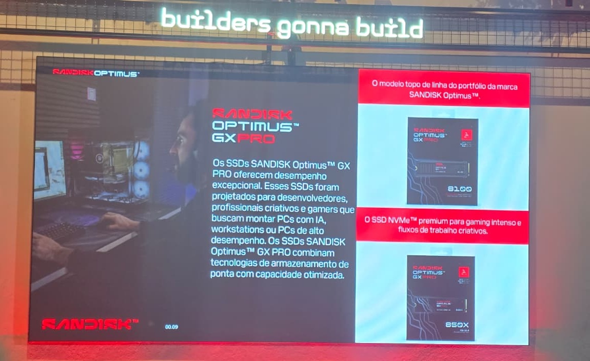 Sandisk Optimus chega ao Brasil com SSDs de até 8 TB e foco em IA, jogos e criação de conteúdo