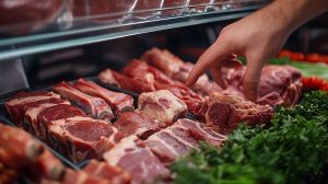 homem escolhendo carnes no açougue