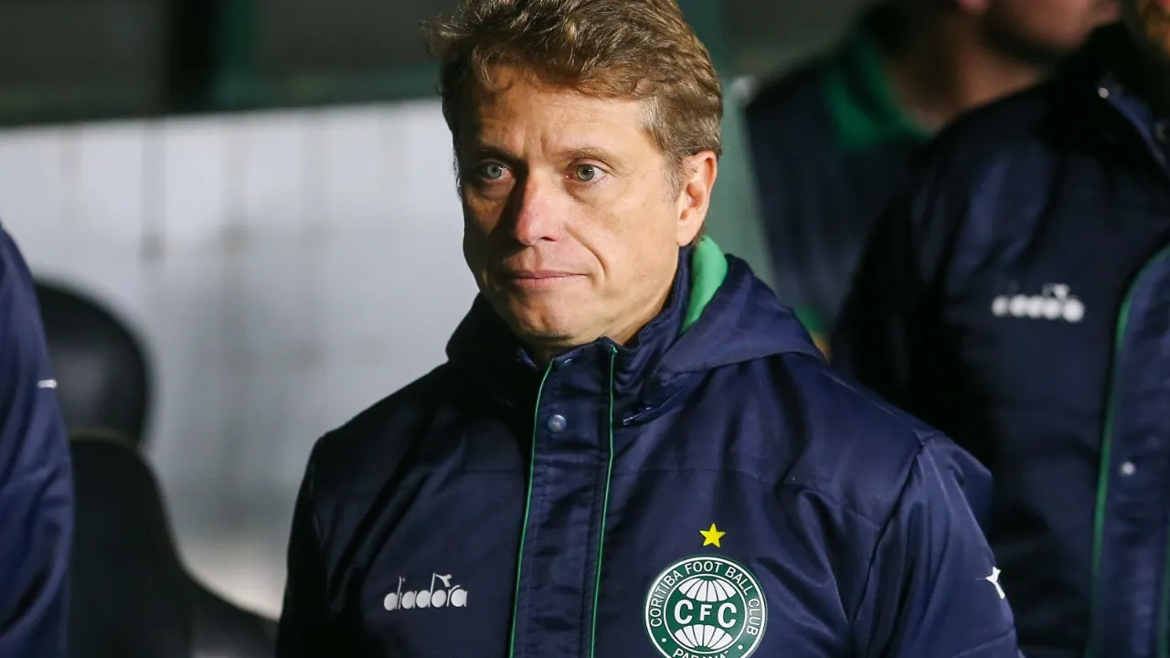 Técnico Fernando Seabra durante partida da equipe alviverde.